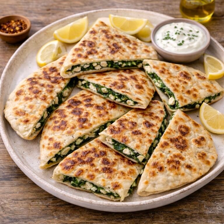Spinach and Feta Gözleme (Turkish Stuffed Flatbread)